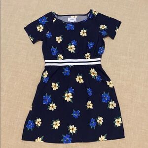 NWT New OLD NAVY Navy Blue Floral Summer Dress Fit & Flare S (6-7)